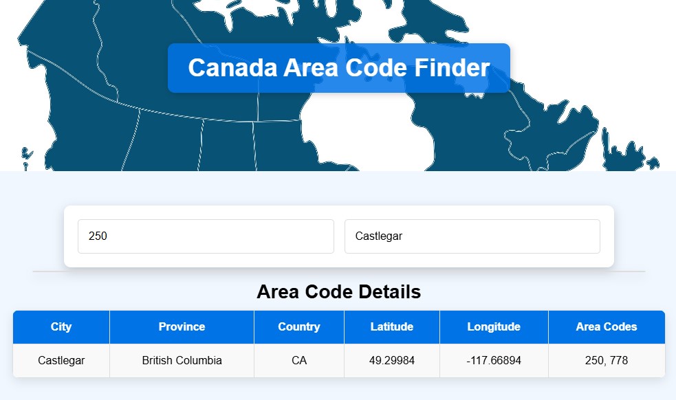 Canada Area Code Finder – Easily Search Canadian Area Codes